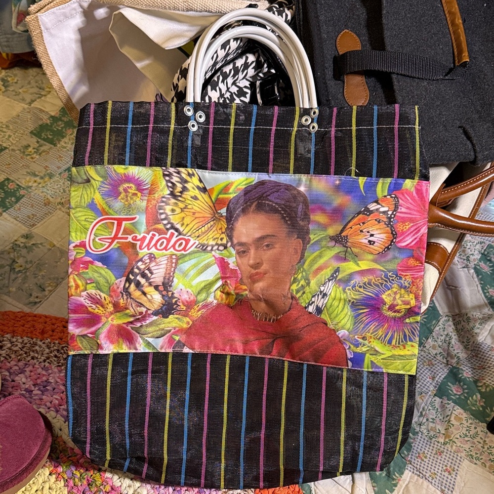 Frida Kahlo Multicolor mesh Tote Bag